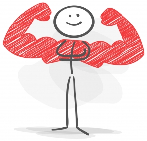stickman muscle strong red